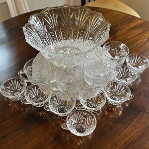 5TH AVENUE PORTICO CRYSTAL 13 PIECE PUNCH BOWL SET - never used NEW! 🩷